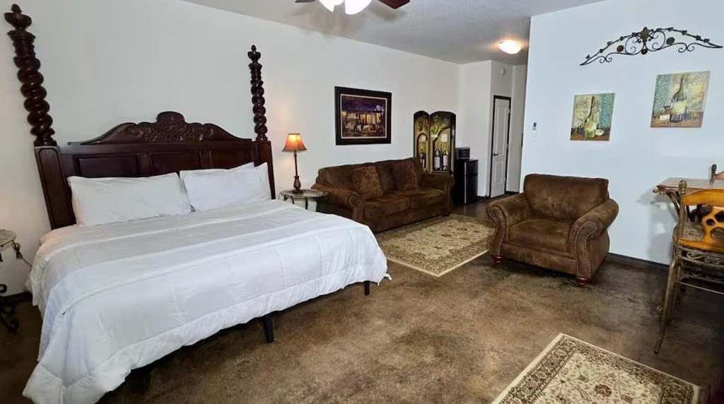 Cozy bedroom stay among things to do in Fredericksburg, TX
